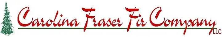 A logo for carolina fraser fi company with a christmas tree in the background