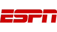 The espn logo is red and white on a white background.
