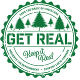 A green stamp that says get real on it