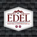 A logo for edel roofing and construction inc.