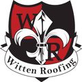 A logo for witten roofing with a fleur de lis on it