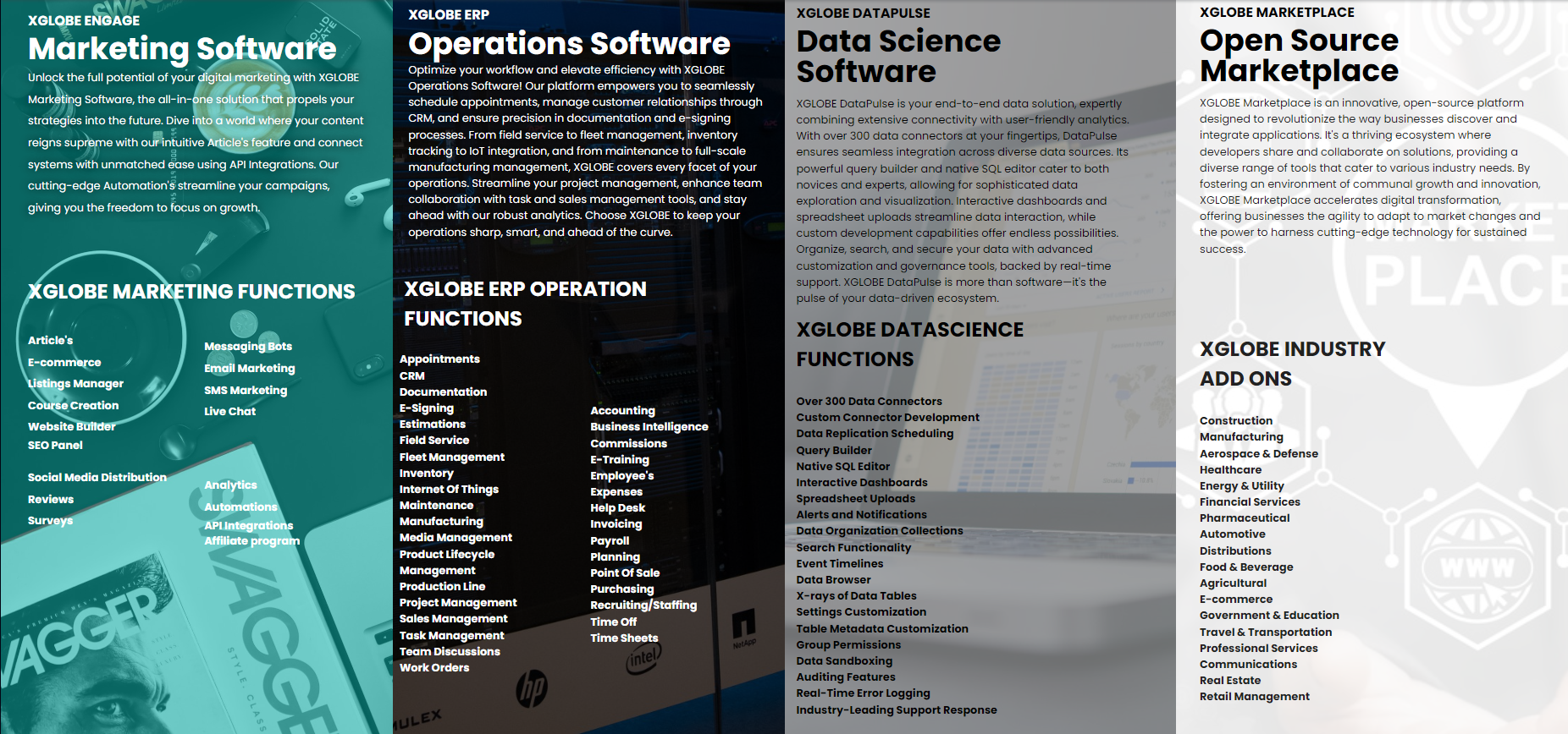 A collage of different types of software including operations software