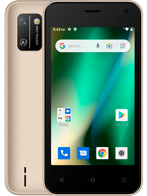 The front and back of a smart phone with a camera on it.