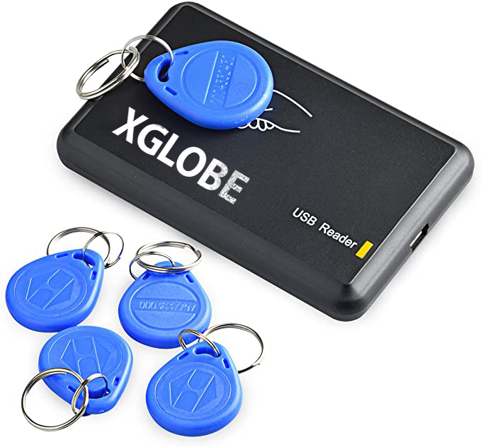 A xglobe usb reader with blue keys on it