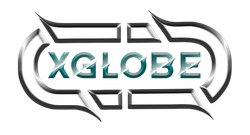 A logo for a company called xglobe with a speech bubble in the middle.