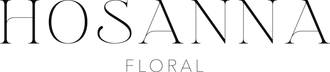 A black and white logo for hosanna floral on a white background.