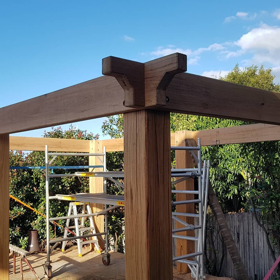 A Wooden Pergola Under Construction — Coastline Building & Renovations In Forster, NSW