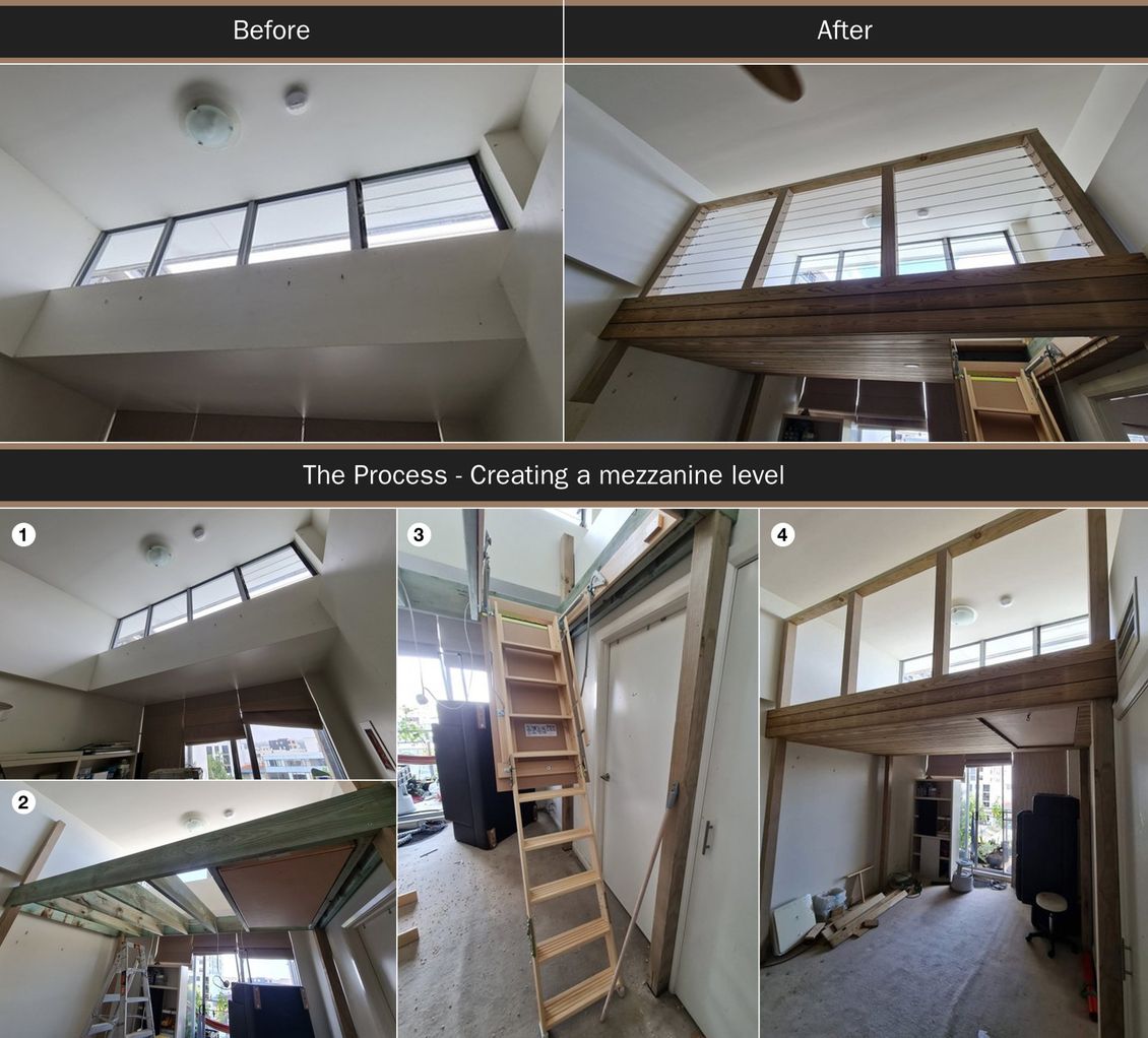 Before and after mezzanine build