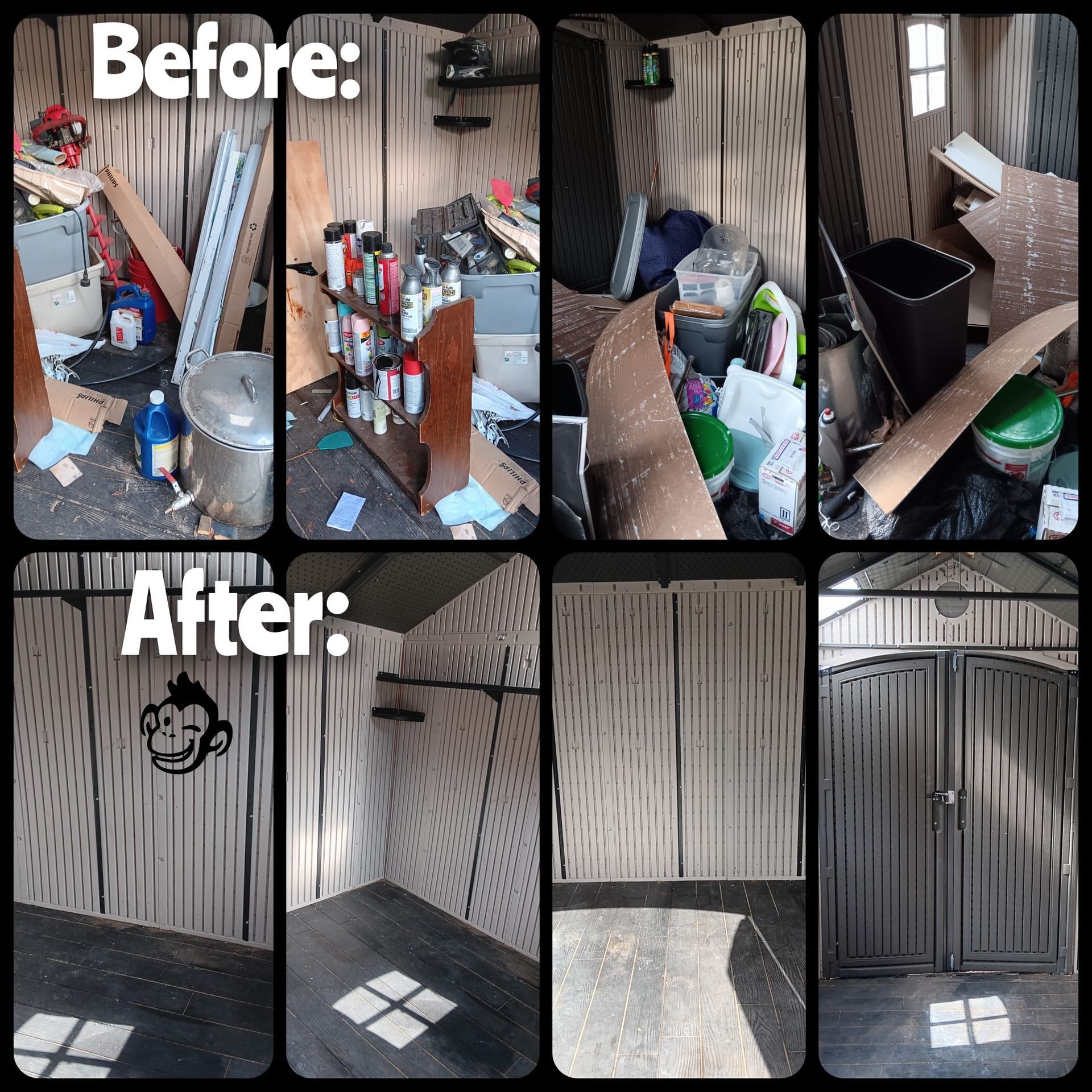 Before and After Photo of a Messy Shed — Eustis, FL — Doin’ Good! Junk Removal