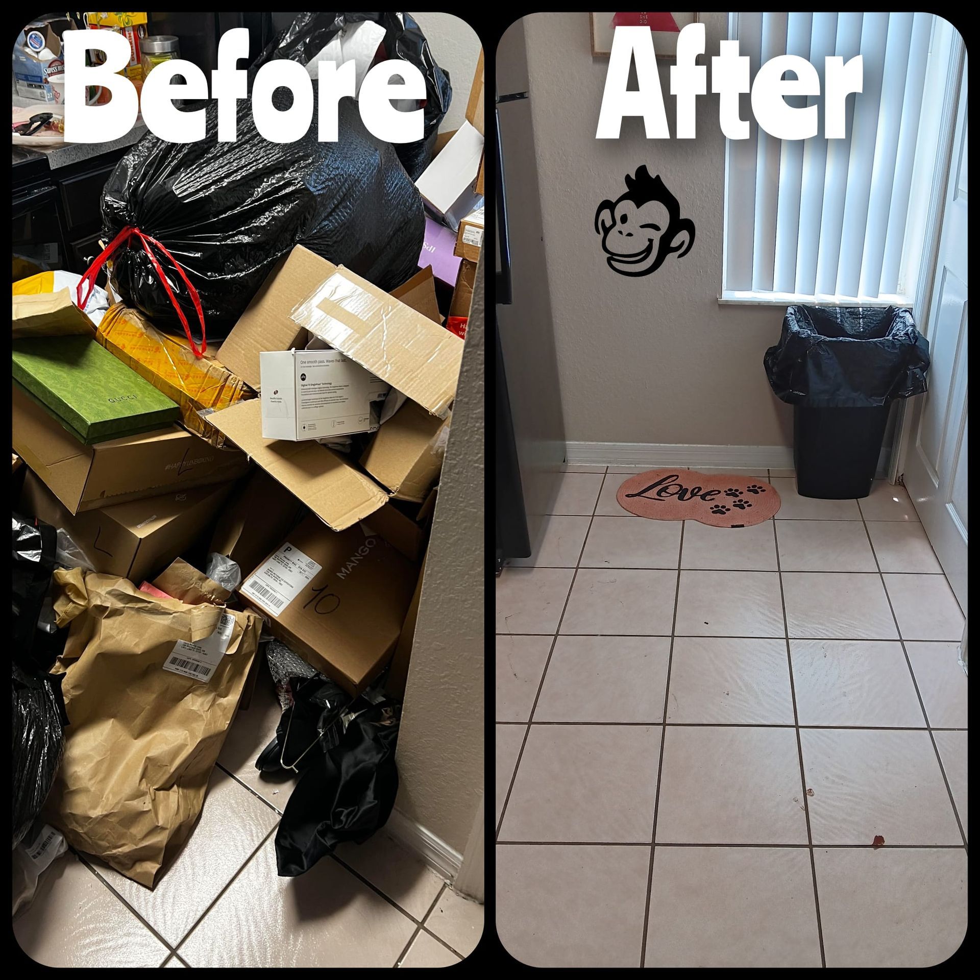 Before and After Photo of a Messy Room — Eustis, FL — Doin’ Good! Junk Removal