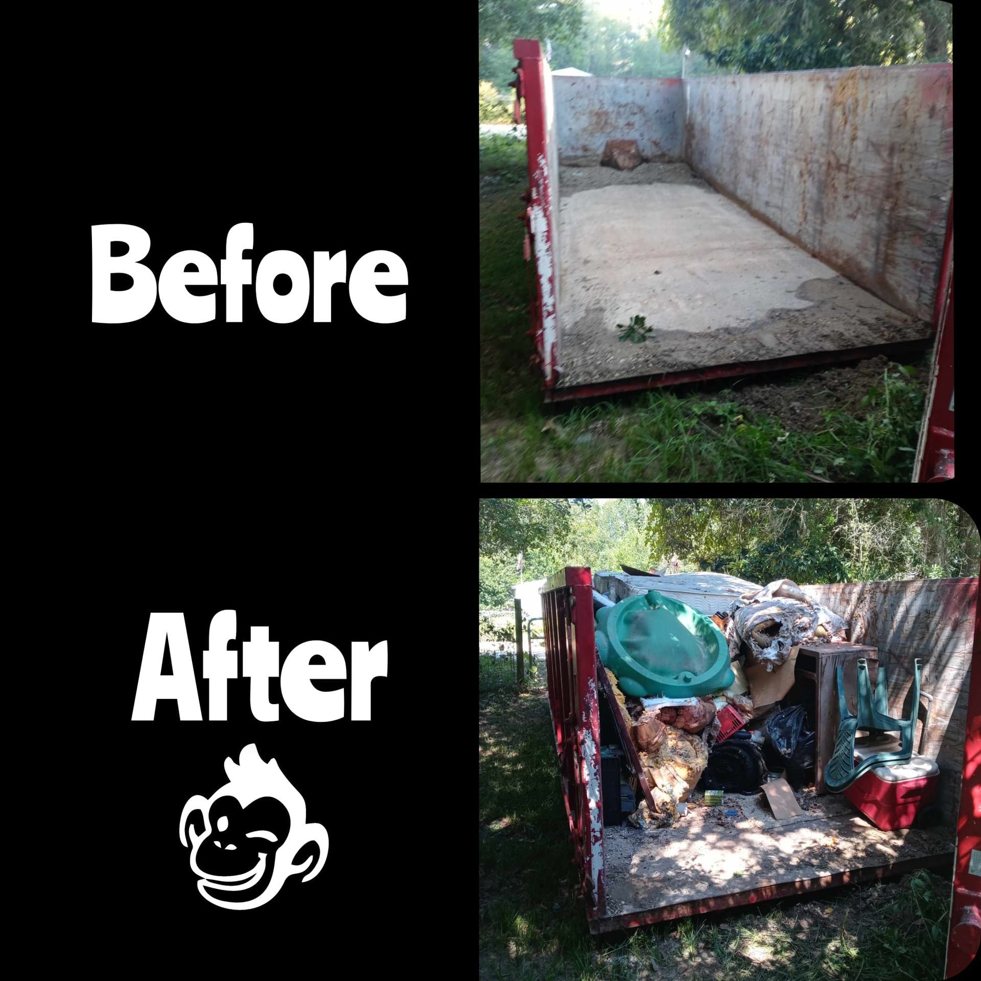 Before and After Picture of a Dumpster — Eustis, FL — Doin’ Good! Junk Removal