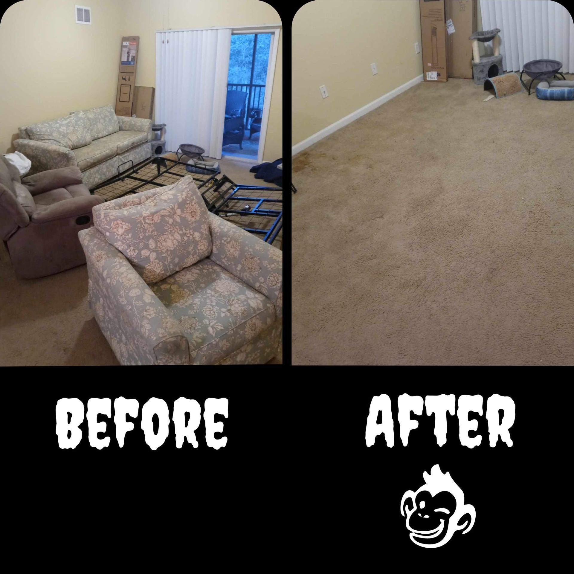 Before and After Photo of a Living Room — Eustis, FL — Doin’ Good! Junk Removal