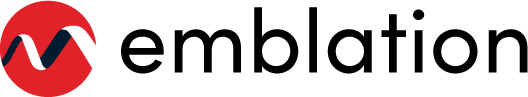 The word emblation is written in black and red on a white background.