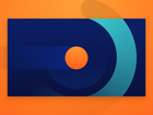 A blue and orange circle on an orange background