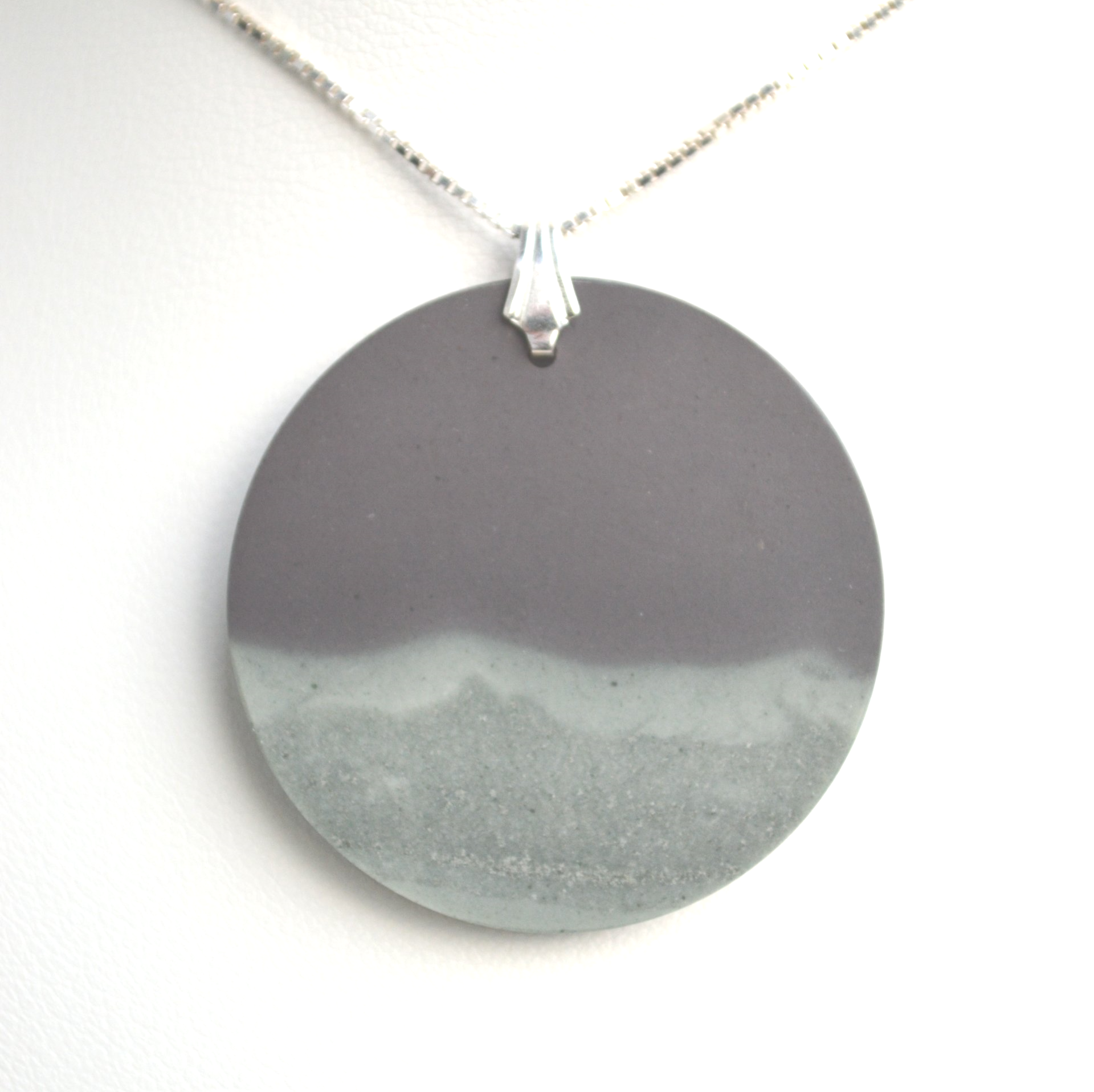 Welsh Slate 33mm Round Pendant on Sterling Silver
