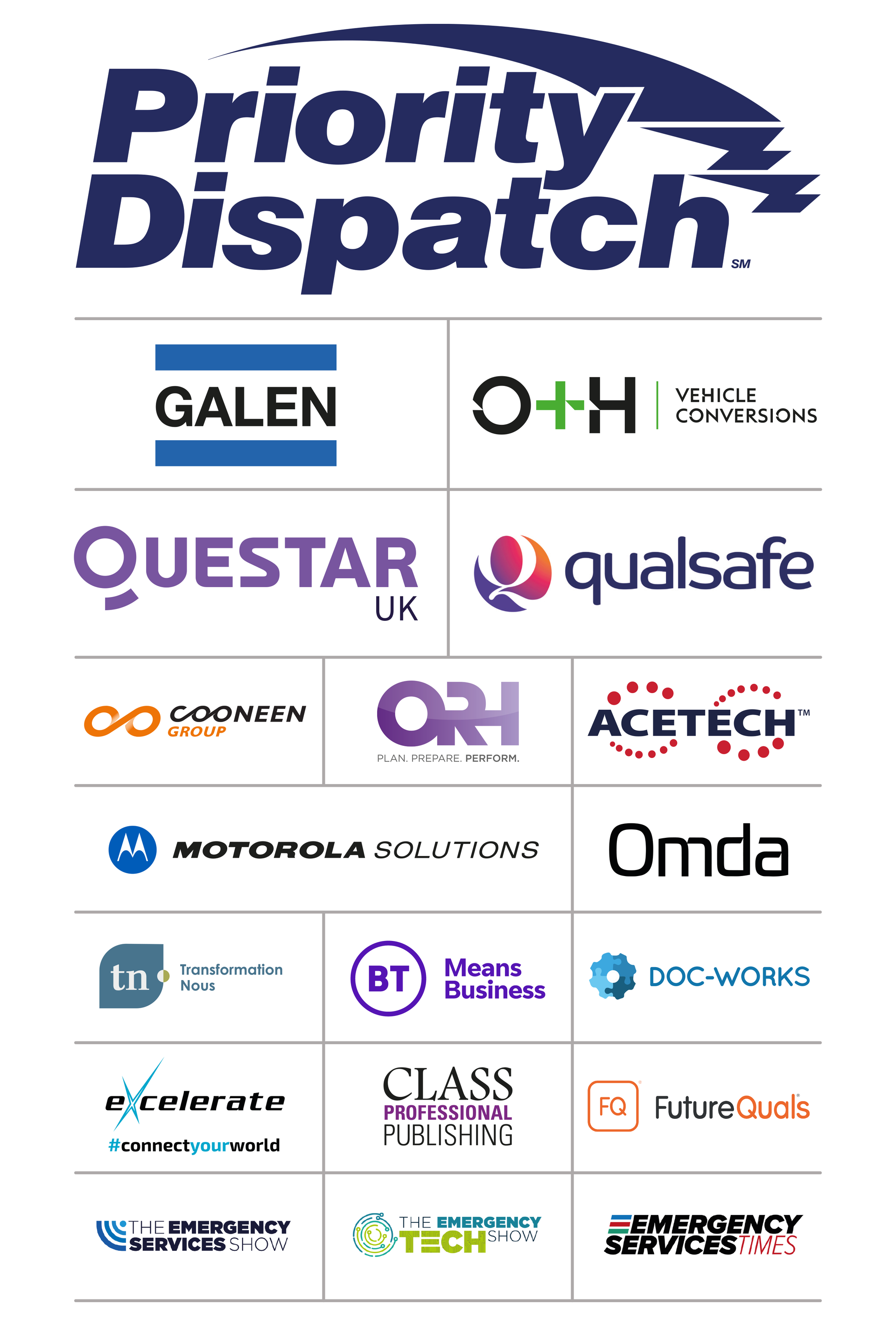 Logo of Priority Dispatch with partner company logos.