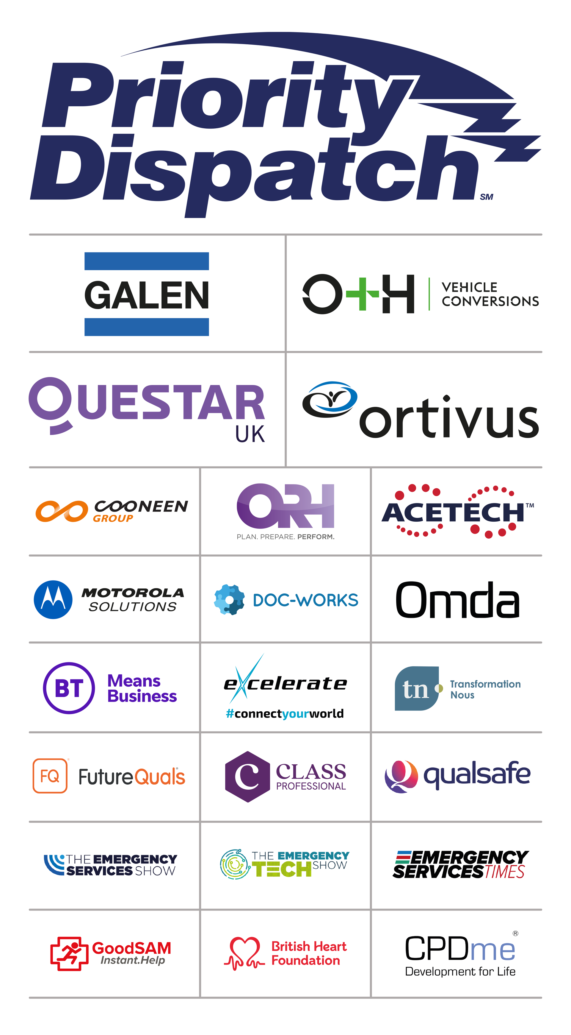 Logo of Priority Dispatch with partner company logos.
