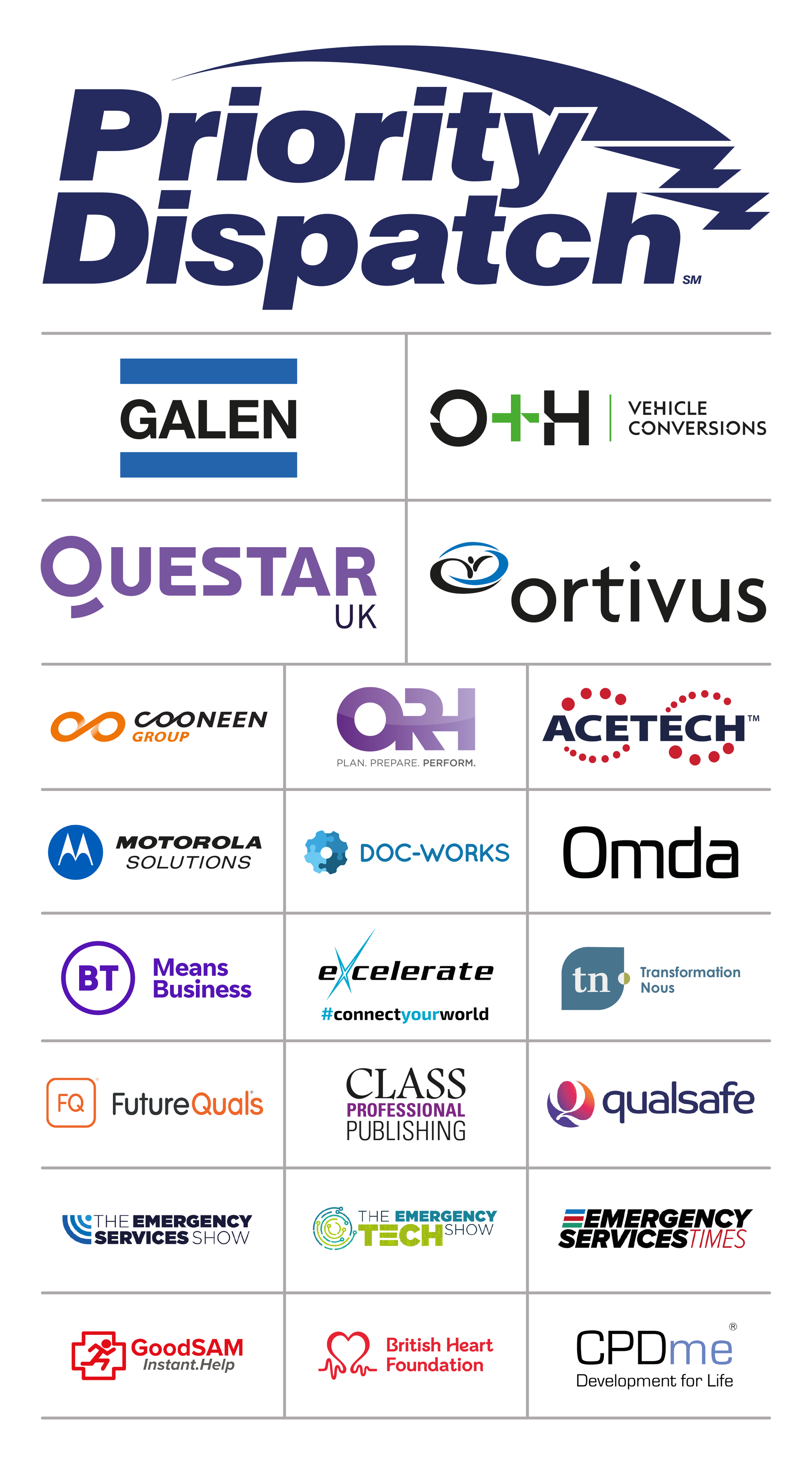 Logo of Priority Dispatch with partner company logos.