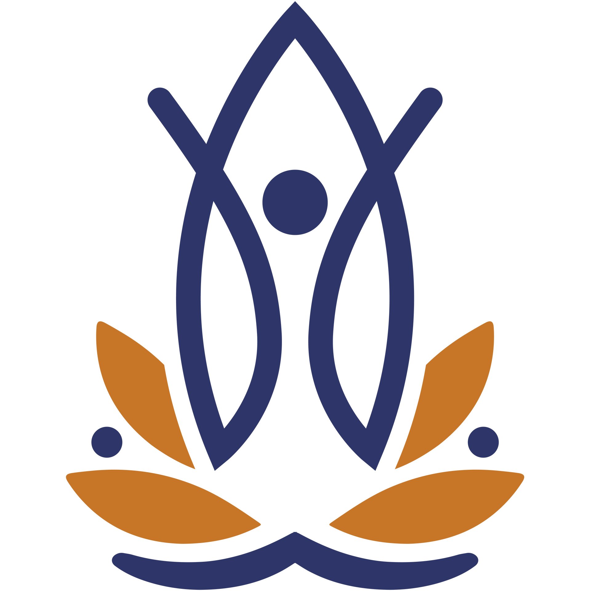 Pocket Rocket Corporate Yoga logo: blue and gold illustration of a person in a yoga pose above the company name.