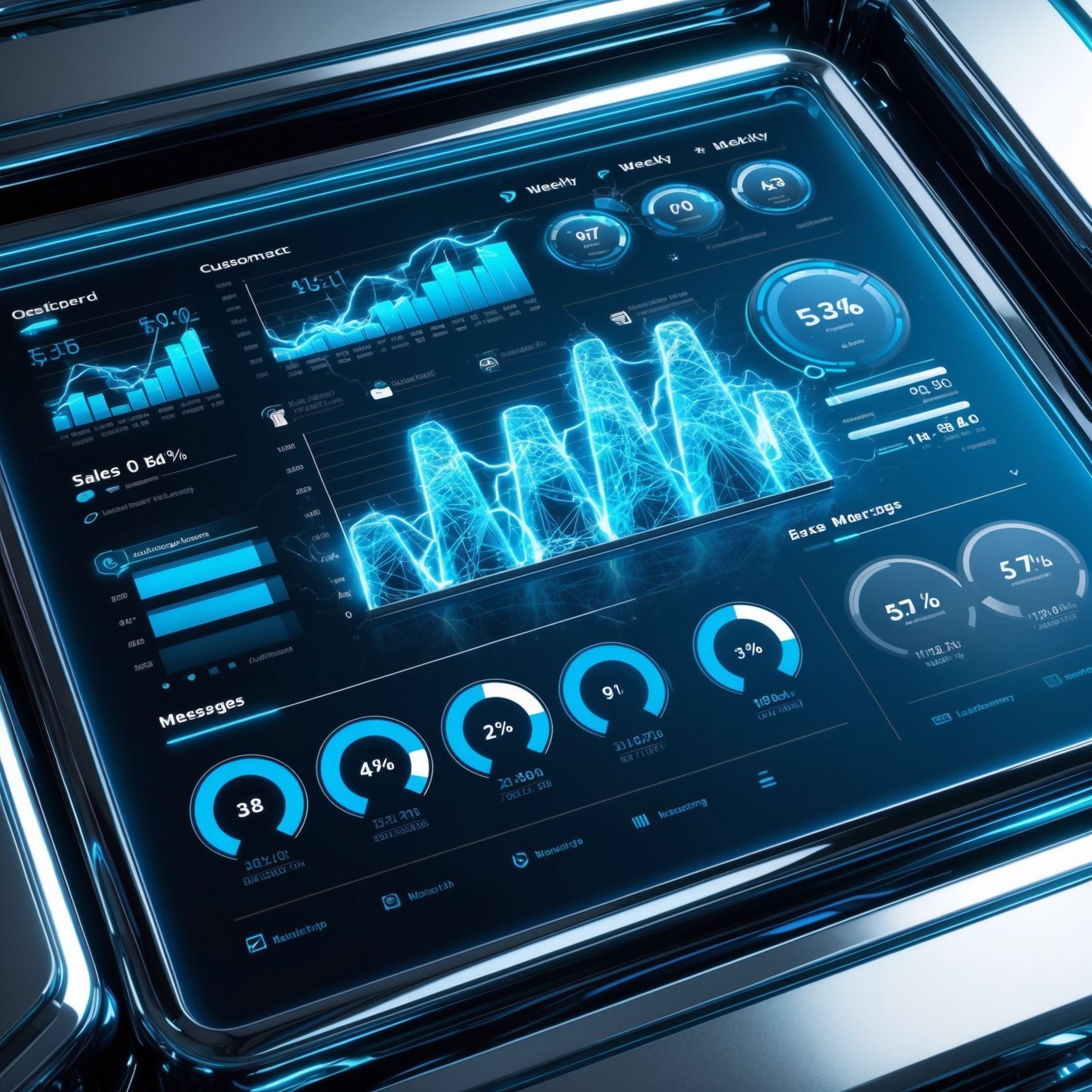 A computer monitor with a lot of graphs on it.