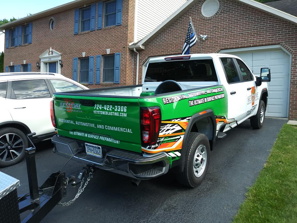 Back View of Keystone's Service Truck — Indiana, PA — Keystone Dustless Mobile Media Blasting LLC