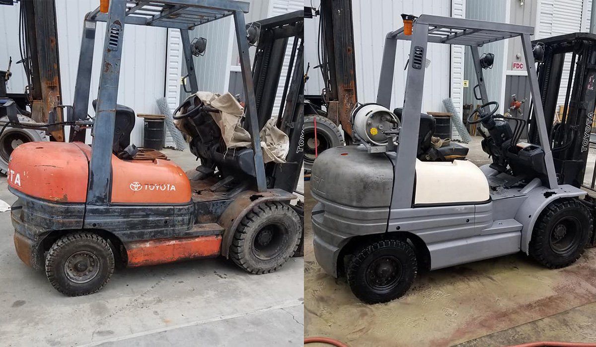 Toyota Forklift — Indiana, PA — Keystone Dustless Mobile Media Blasting LLC