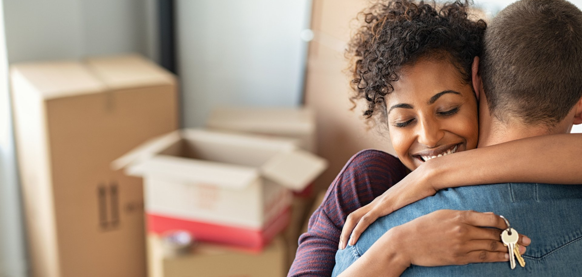 Happy new homeowners embracing