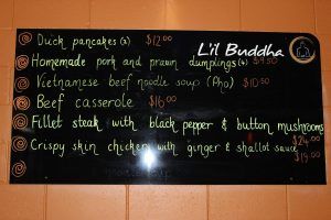 Lil Buddha Asian Cuisine blackboard specials June 16