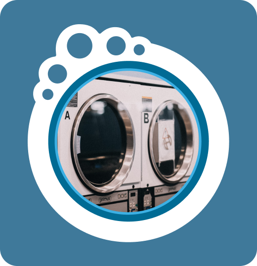 A picture of a laundromat with a circle around it.