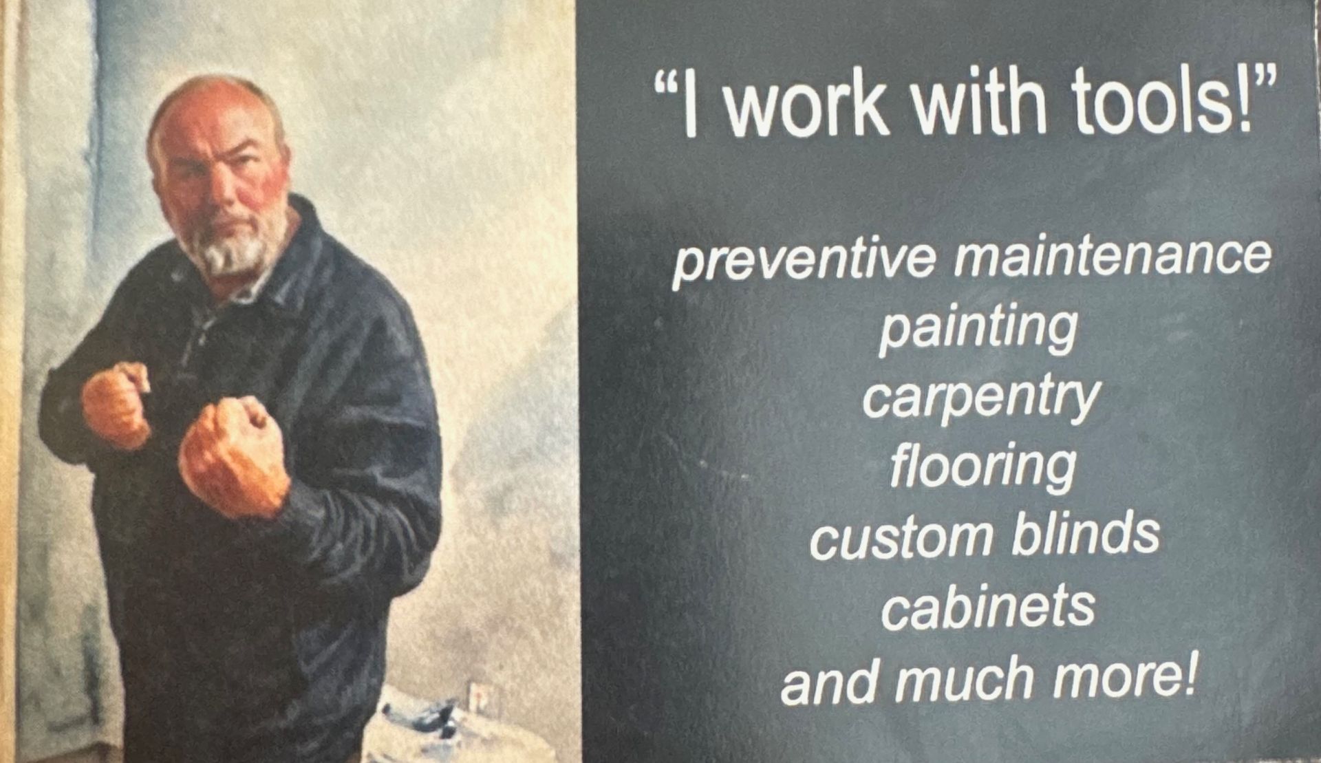 Man with fists clenched next to text: 