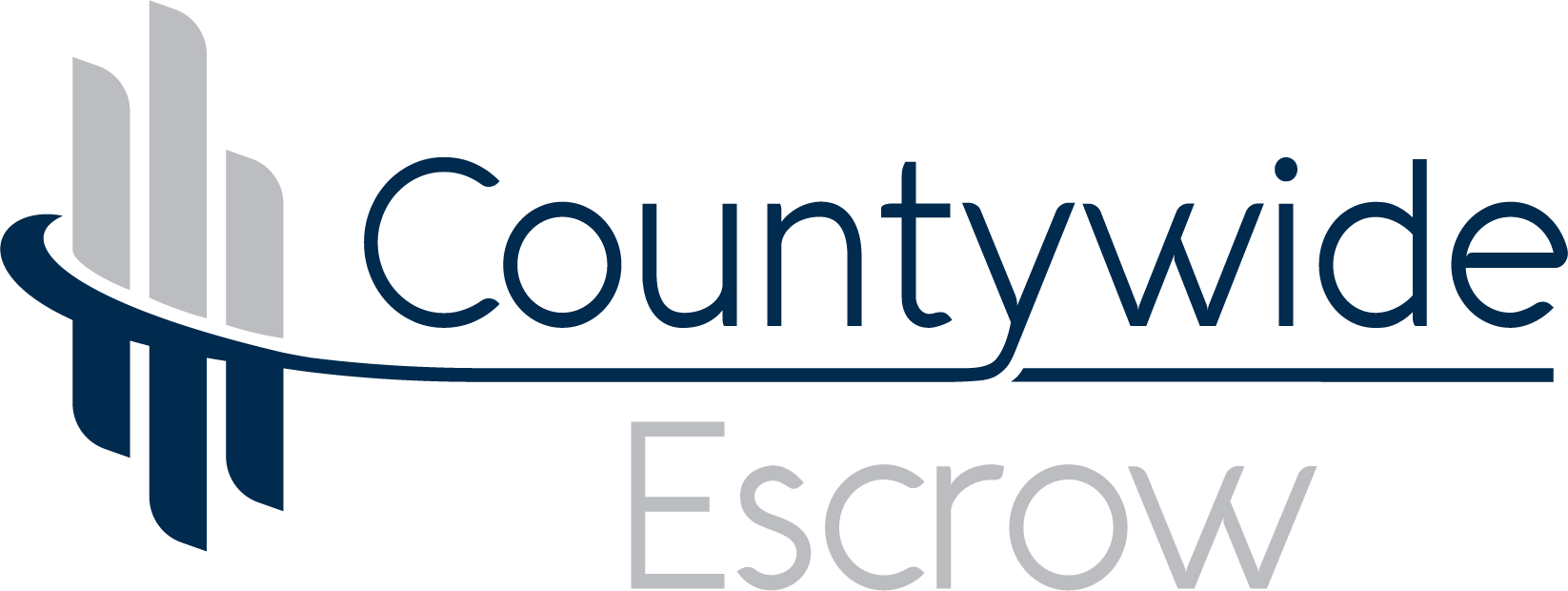 A blue and white logo for countywide escrow