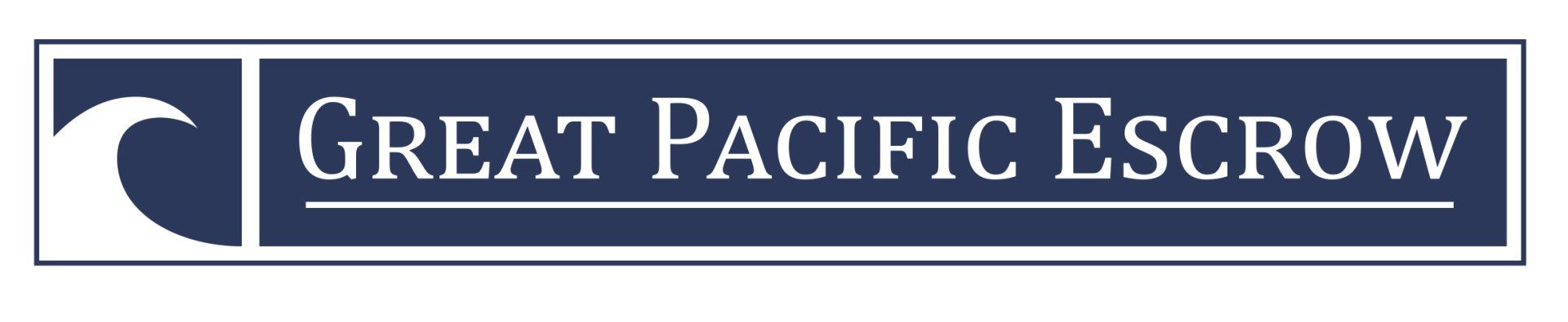 A blue and white logo for great pacific escrow