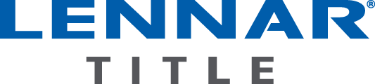 A blue and white logo for lennar title