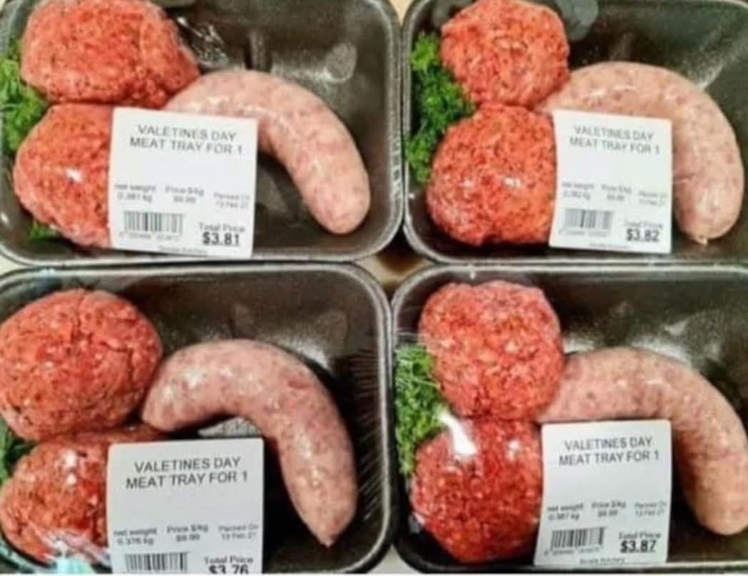 Four trays of valentine 's day meat tray for 1