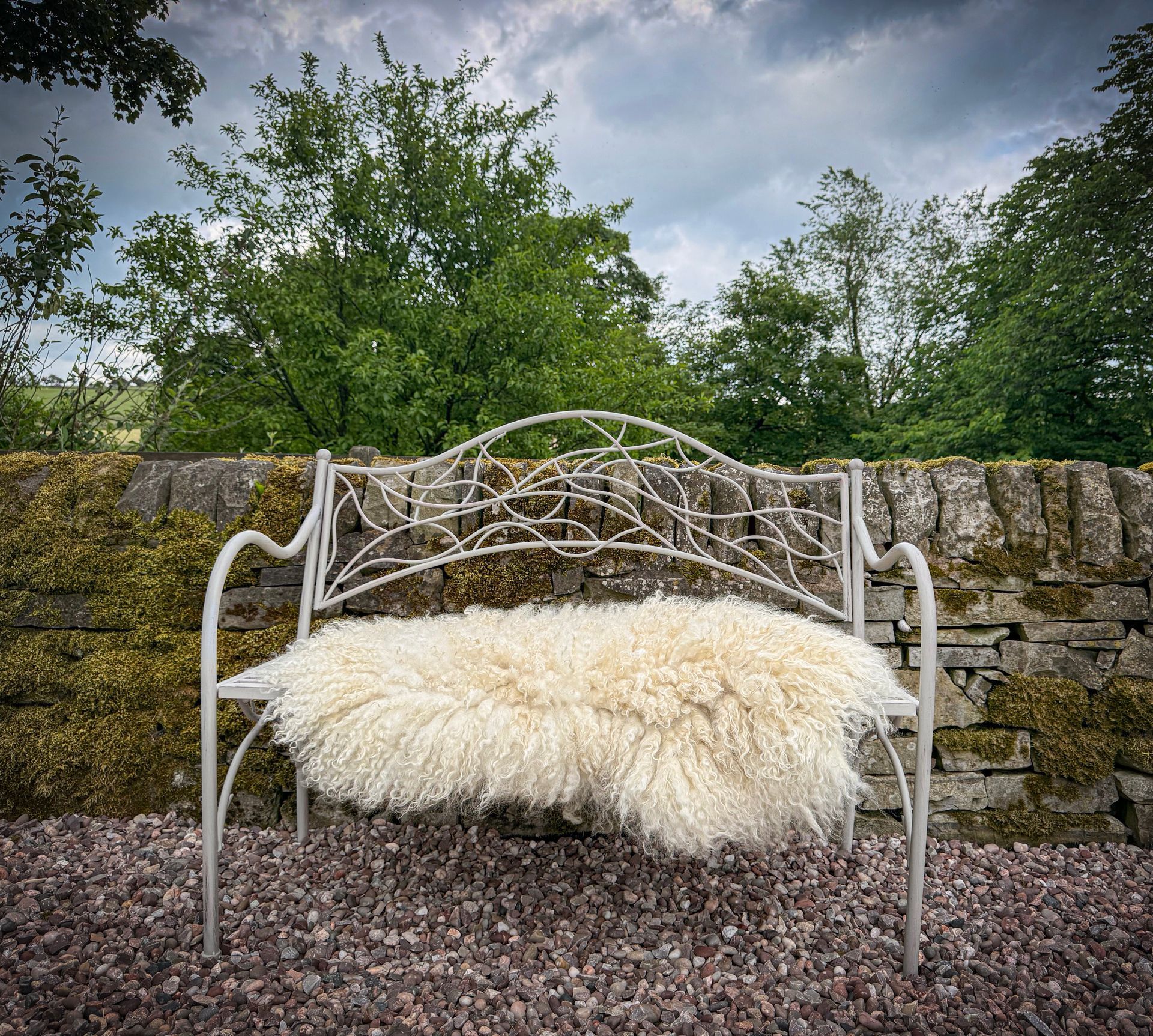 Picture of a living felted rug in the garden