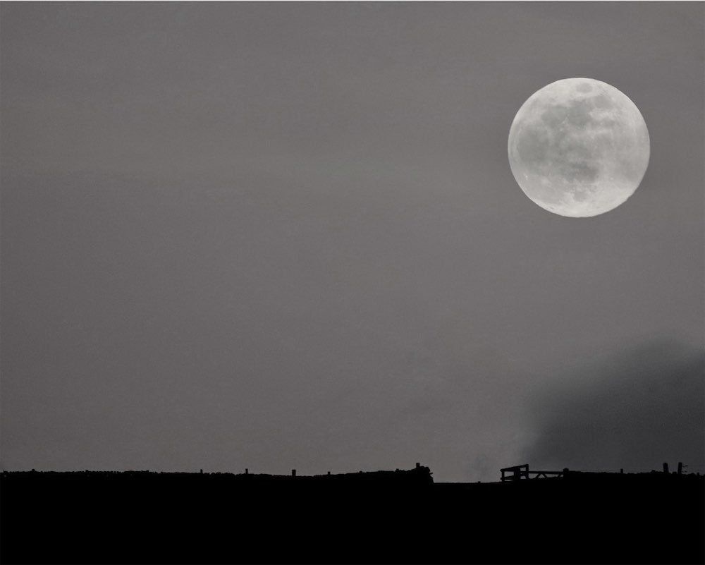 Full moon Staffordshire Moorland Hill Farm
