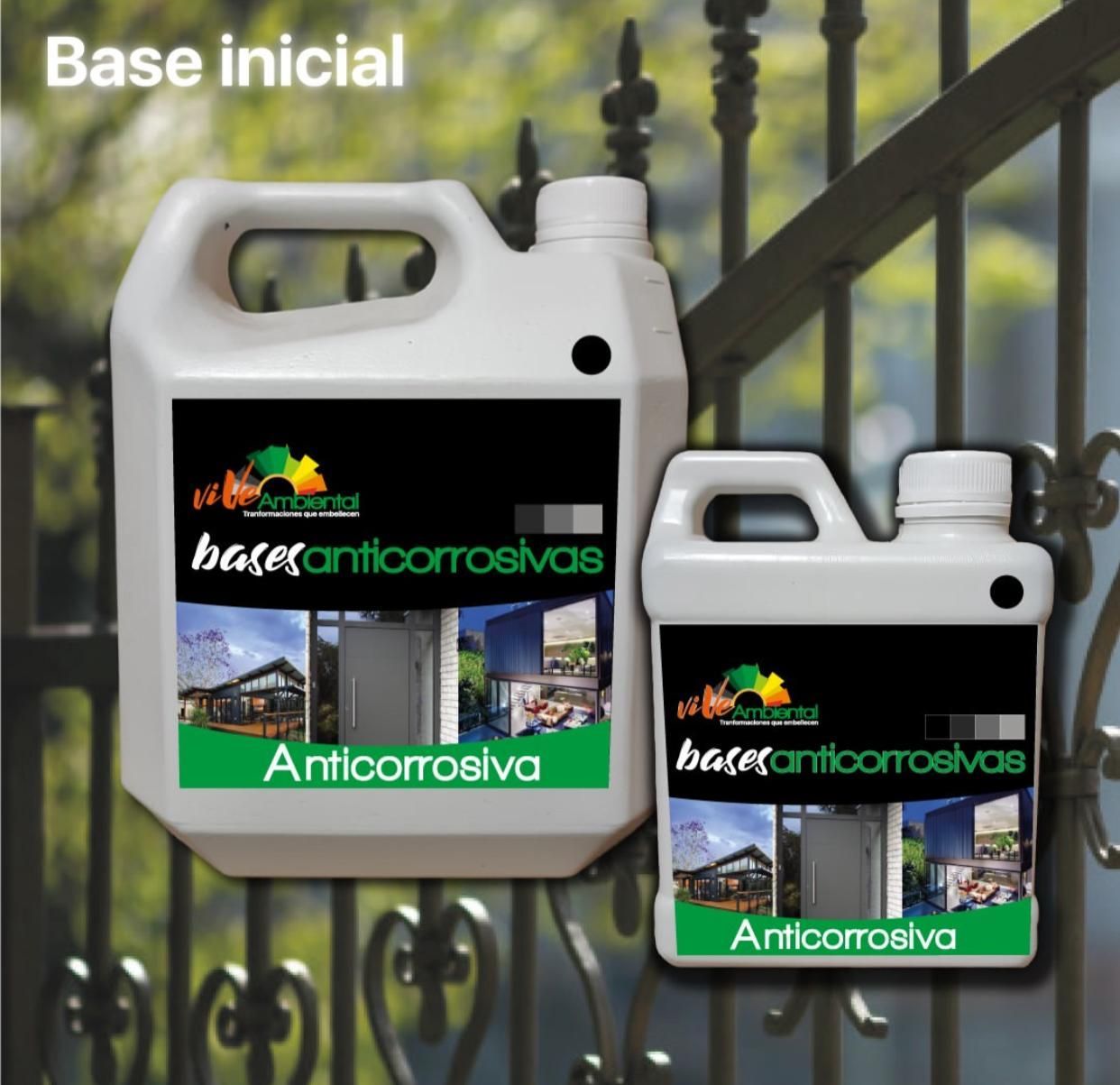 Dos contenedores de pintura blanca rotulados