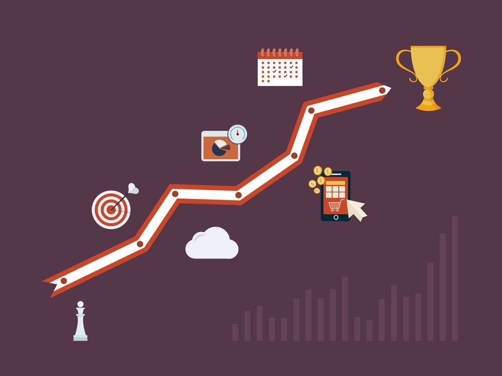 Ilustração com painéis de indicadores, gráficos e rela