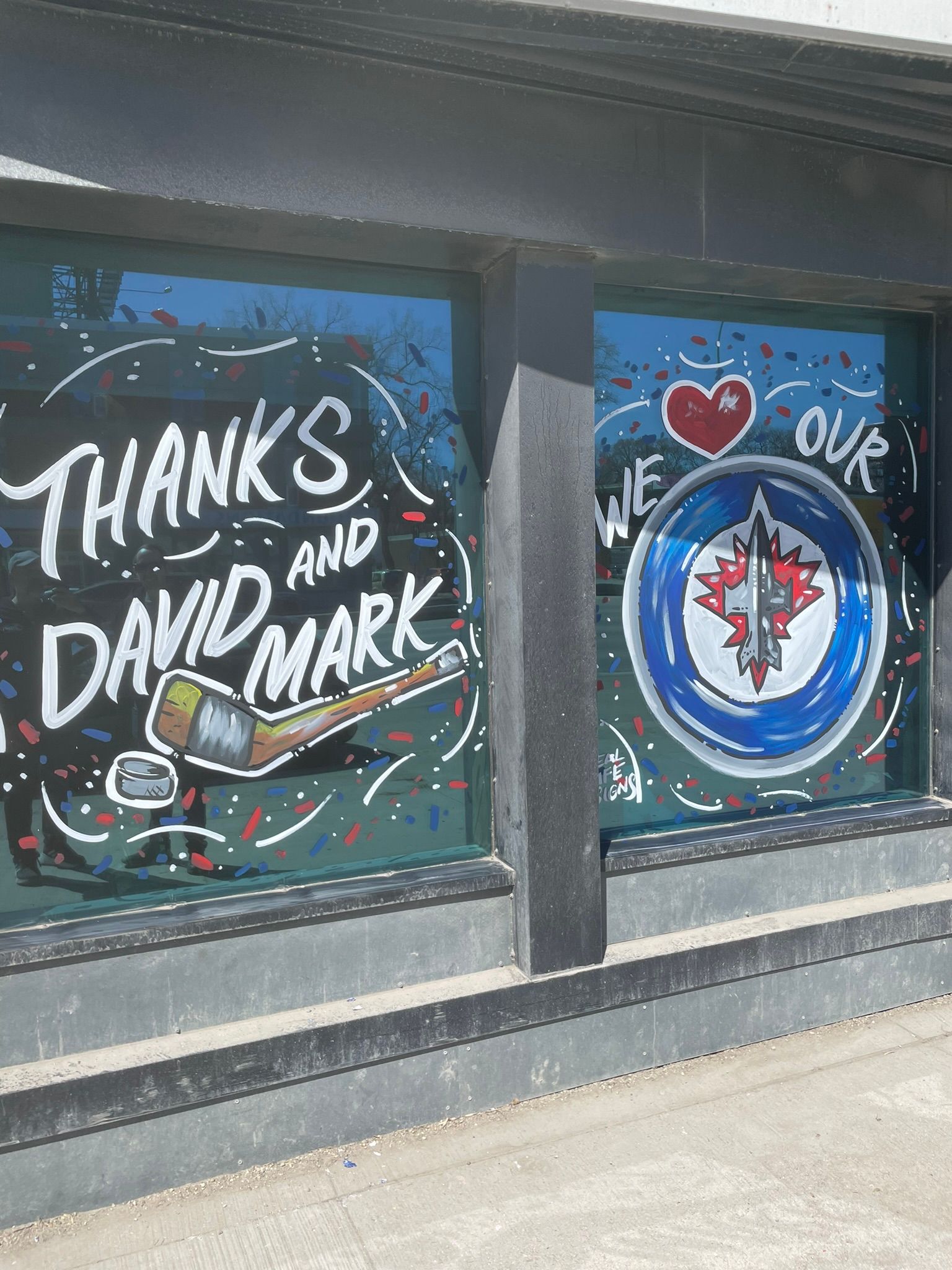 A window that says thanks and david mark on it