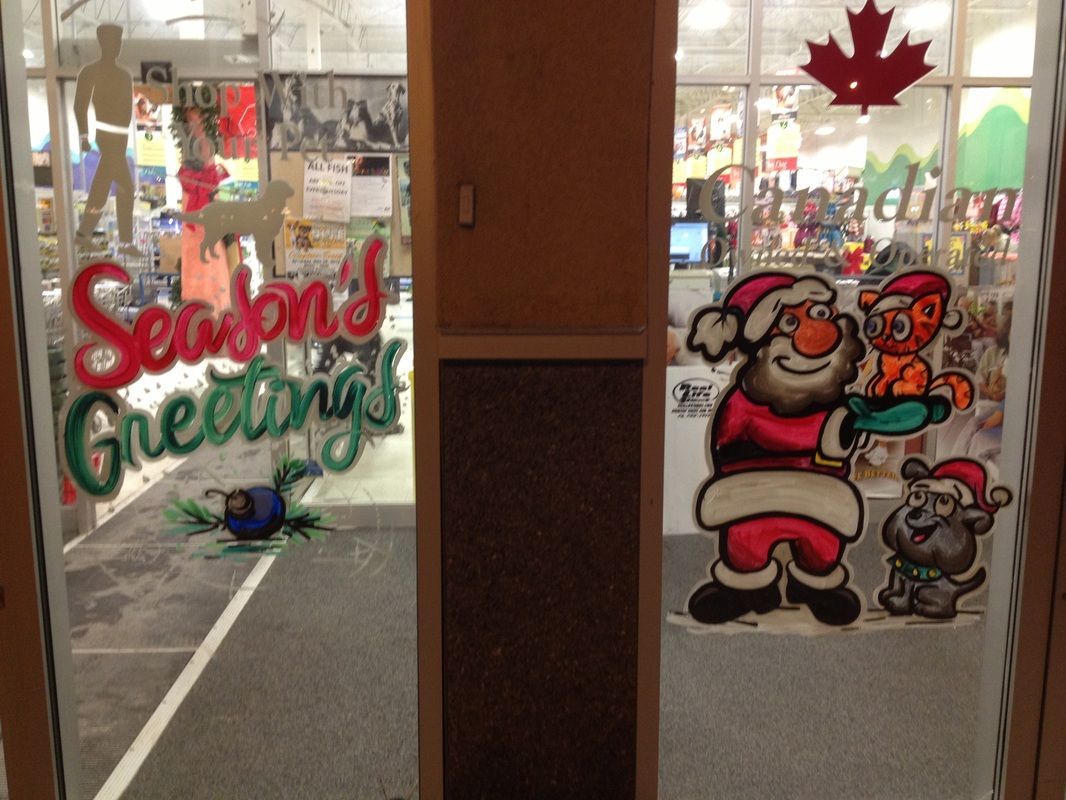 A door with christmas decorations on it and the words season 's greetings
