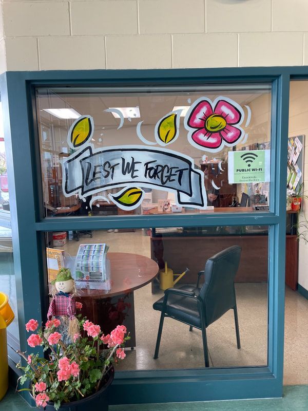 A window with a sign that says