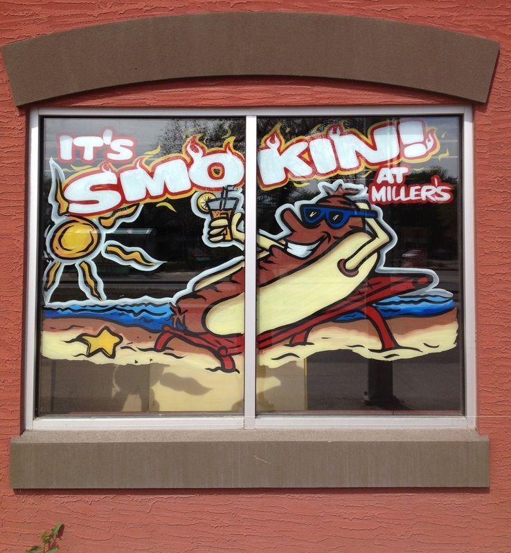 Real Life Signs - Business Painting of a hot dog on the window
