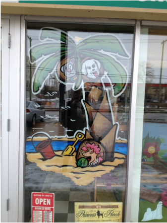 A store front with a sign that says open