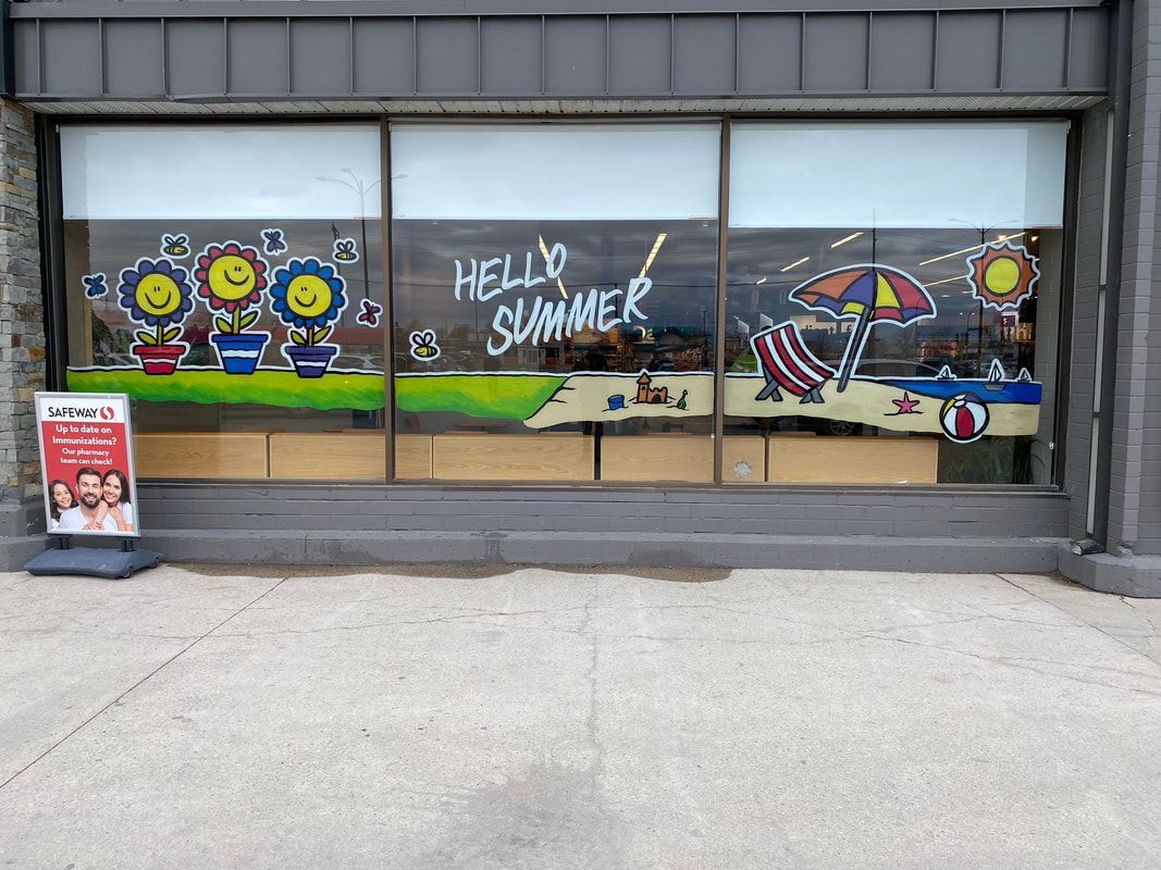 A store front with a sign that says hello summer