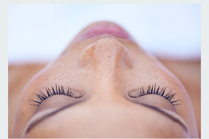 Close-Up of A Person's Face, Eyes Closed, Focus on Nose and Eyelashes — Soul Good Beauty in Miami, QLD