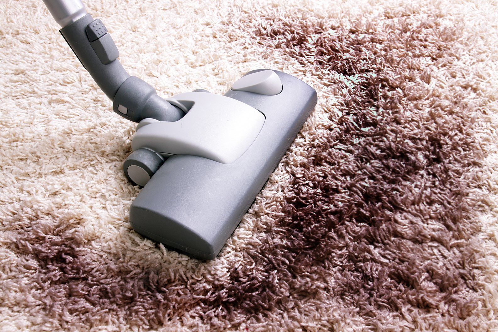vacuuming very dirty white carpet