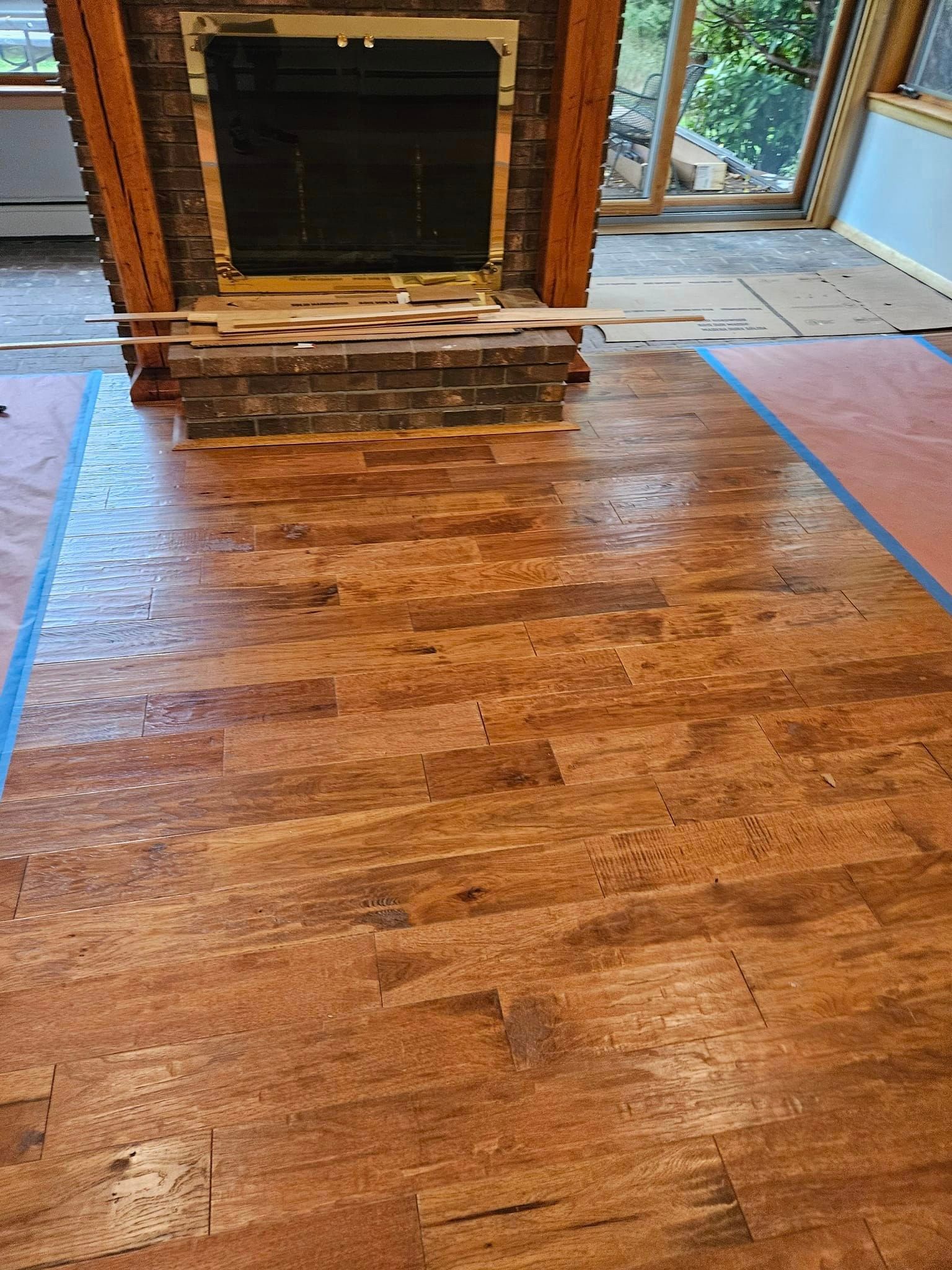 Hand-scraped hardwood flooring