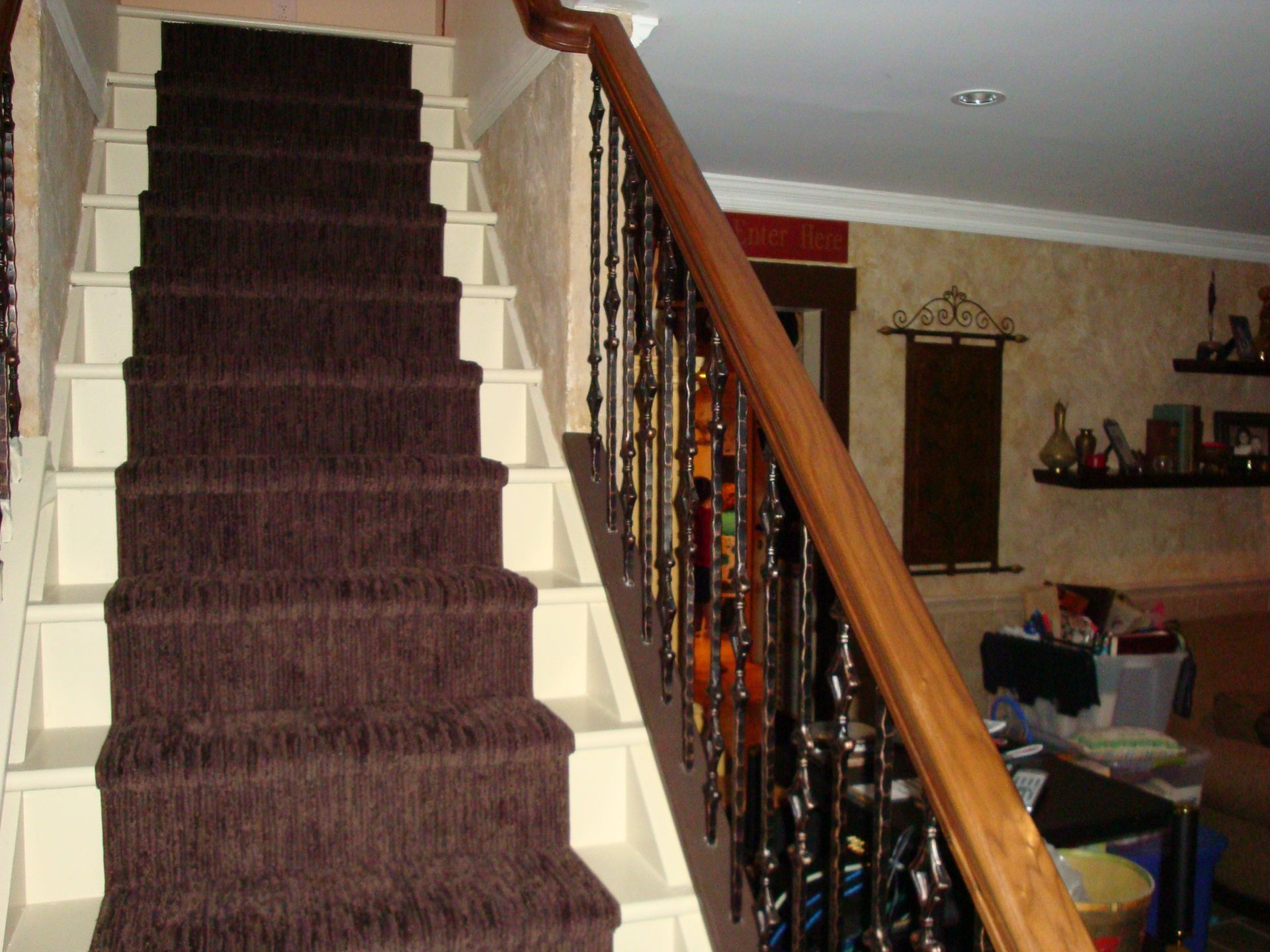 Stair runner -custom carpet and wall to wall hall installation