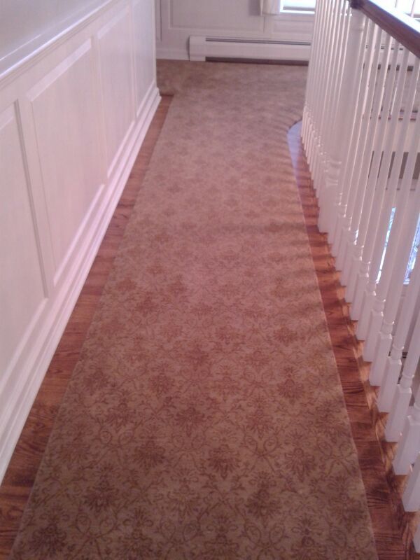 Stair runner -custom carpet and wall to wall hall installation