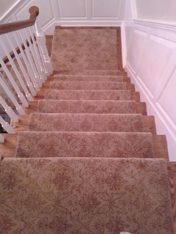 Stair runner -custom carpet and wall to wall hall installation